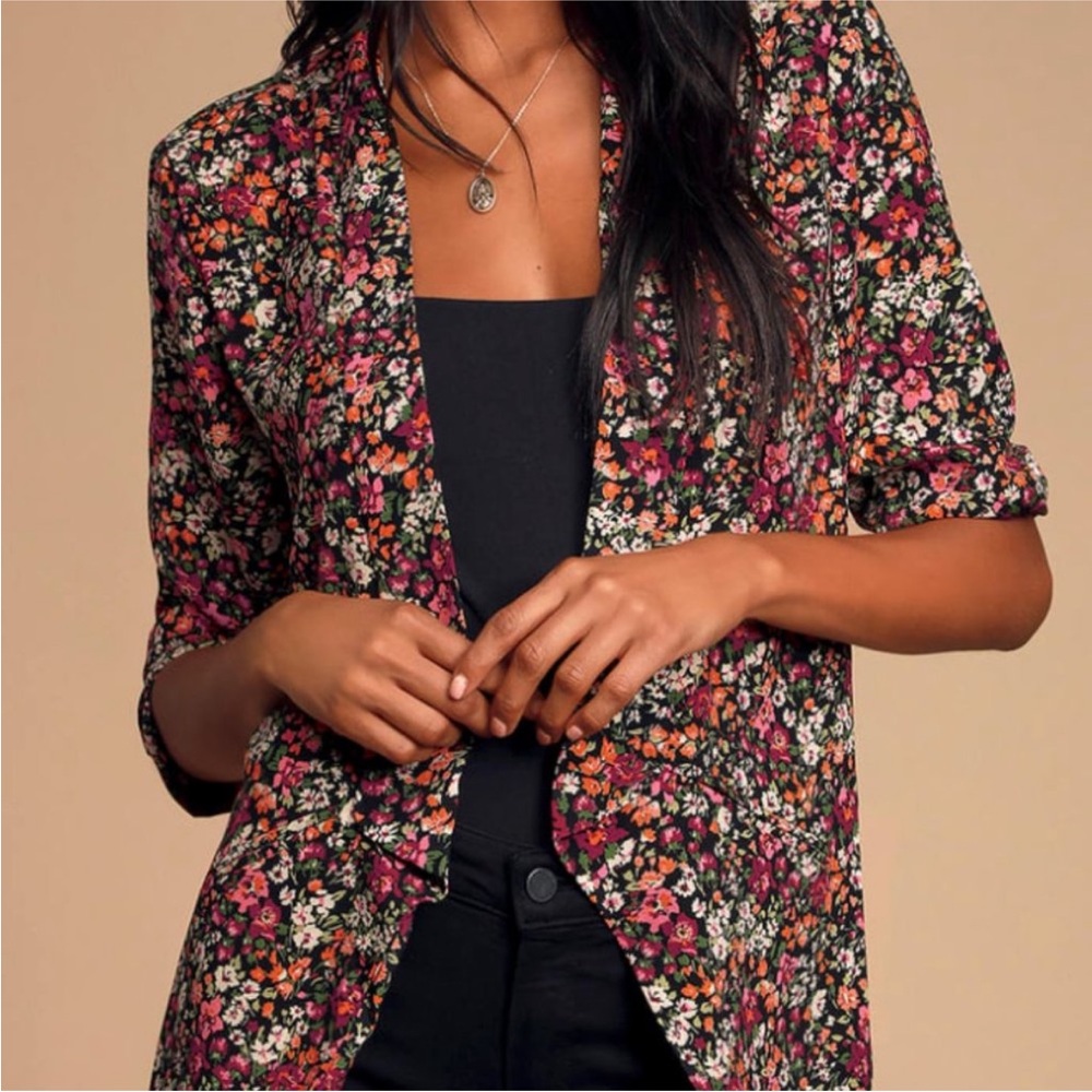 Lulu’s Miss Punctuality Floral Women's Blazer